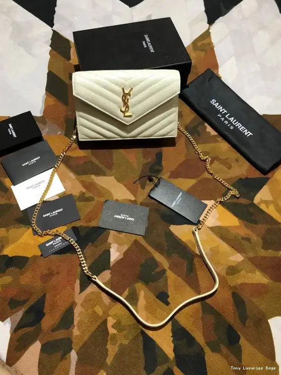 Tony Luxuries MATELASSÉ YSL CHAIN CASSANDRE WALLET 0707